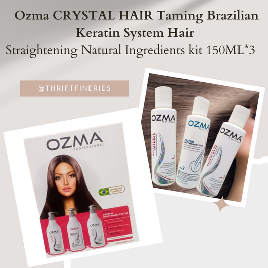 Ozma CRYSTAL HAIR Taming Brazilian Keratin System Hair  Straightening Natural Ingredients kit 150ML*3